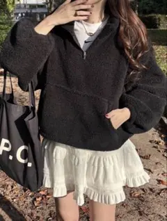 【タグ付き新品未使用品】ボアハーフジップブルゾン[ru1313] ブラック