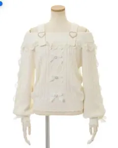 レースアップスリーブオフショルニット