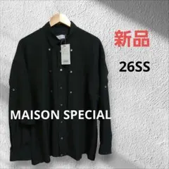 新品　メゾンスペシャル　ヨークリベットプライムオーバーシャツ　26SS ブラックのサムネイル