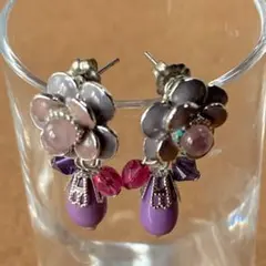 ANNA SUI アナスイ・2way ピアス（お花・薄紫 ラベンダー
