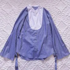 新品 デミルクスビームス トーマスメイソン バンドカラーストライプDカンブラウス