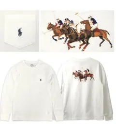 ポロ　ラルフローレン 長袖カットソー　トリプルポニ− 　 ホワイト