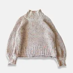 BEAMS HEART　ネップ編みニット　グレー系　マルチカラー　ウール混　F