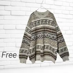 ベネトン ニット セーター 幾何学模様 ウール 長袖 イタリア製 S264