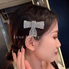 No.403 クリスタルストーンリボンヘアクリップヘアピン 韓国 量産型 地雷