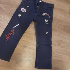 H&M/刺繍デザイン ネイビーパンツ
