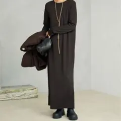 Plage Rib ロングスリーブ ワンピース ブラウン　36