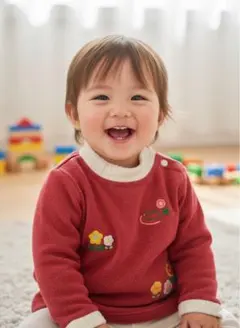 最終値下げ！【美品】【90cm】ミキハウス お花刺繍入り ニットトップス