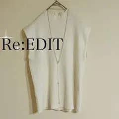 Re:EDITリエディ ボトルネックノースリーブリブニットトップス（M）ホワイトのサムネイル