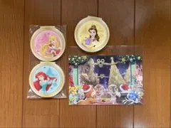 ディズニープリンセス コンパクト型ミラー 付きメモ帳3冊とポストカードのセット