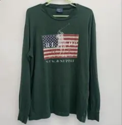 美品　ラルフローレン 星条旗 長袖　Tシャツ カットソー ロンT グリーンのサムネイル