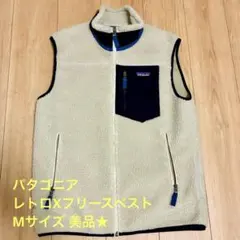 patagoniaレトロXフリースベスト M ナチュラル 白 紺