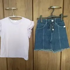 女の子 140 コーデセット a.v.v トップス＋デニムスカートのサムネイル
