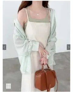 未使用グレイル　GRL リボンベルトフレアキャミワンピースアイボリー