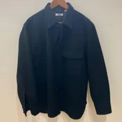 UNIQLO U ウールブレンド シャツジャケット ブラック Lのサムネイル