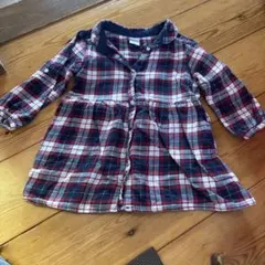 エイチアンドエム　チェックチュニック　シャツワンピース　80