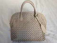 編み込みレザー ハンドバッグ ベージュ