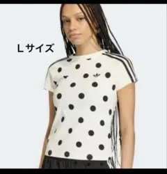adidas アディダス スリムフィット カリ水玉半袖Tシャツ ドット ブルー