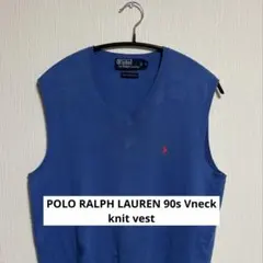 POLO RALPH LAUREN 90s Vネックベスト 刺繍ロゴ M 古着