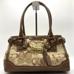 4513△ COACH ブラウン エンボス レザー トートバッグ シグネチャー 4513△ COACH ブラウン エンボス レザー トートバッグ シグネチャー