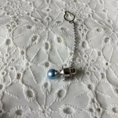 ブルーパール タイピン ピンブローチ チェーン付き