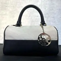 【良品】MORABITO キャンバス×レザー ブラック ミニボストンバッグ