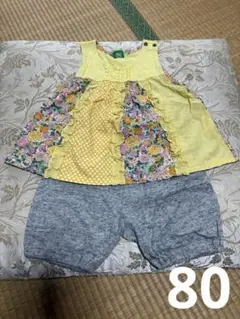 一回のみ着用　RAG MART 80cm 花柄トップス&ショートパンツセット