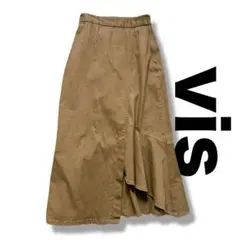 即完売品★　ViS ビス アシンメトリー　フリル　デニム　ロングスカート