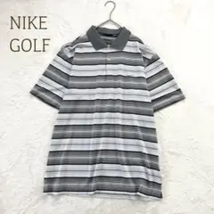 ナイキゴルフ 半袖ポロシャツ ストレッチ（XL）大きめ　スポーツ　総柄　ボーダー