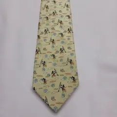 Disney ミッキーマウス ネクタイ イエロー　シルク　イタリア製　(美品)
