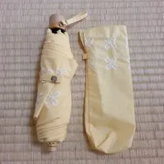 Afternoon Tea 折りたたみ日傘 花柄刺繍 イエロー 木製ハンドルのサムネイル