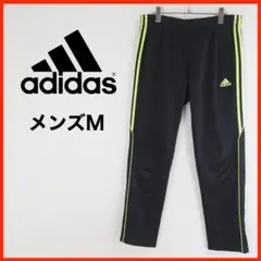 A4328★美品★adidas*ジャージパンツ* 刺繍ロゴ*ライン*M*黒