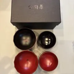 漆器椀4点セット 赤黒 八角形