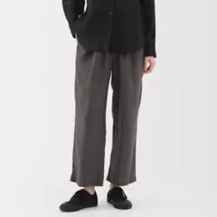 LAST！！／無印良品／大きいサイズL／ブラック／リネンイージーワイドパンツ／最 無印良品／大きいサイズXL／リネンイージーワイドパンツ
