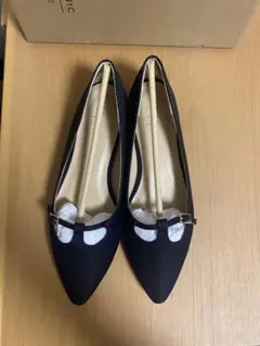 ROPE’PICNIC Tストラップフラットパンプス　黒（サイズL）