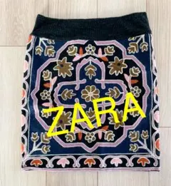 ZARAニット刺繍ミニスカート