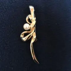 パール風　ゴールド　シルバー　リボン　ブローチセット　昭和レトロ