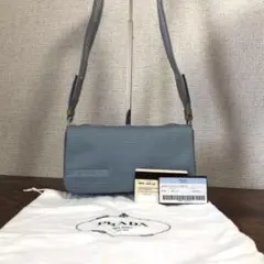 PRADA プラダ メッシュ ロゴ ショルダーバッグ ブルー archive