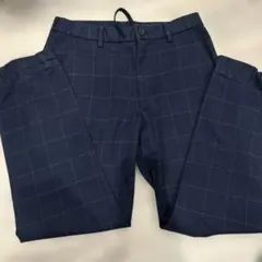 ネイビー チェック柄 スラックス　EZYジョガーパンツ　ユニクロ　S