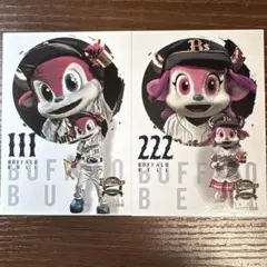 オリックスバファローズ 球団公式カード バファローブルとバファローベル 2枚組