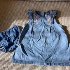 Zara Mini デニム刺繍トップスパンツ付き 9-12ヶ月　80