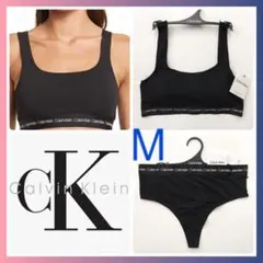 新品 usa カルバンクライン 下着 パットブラ Tショーツ 黒