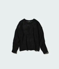 UNIQLO 3Dメッシュクルーネックセーター ブラック XLサイズ ❢