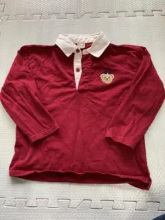 【美品】さらに値下げ！プティマイン くまワッペン　ラガーシャツ　110センチのサムネイル