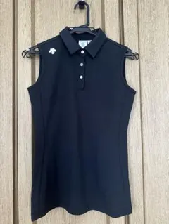 DESCENTE GOLF レディース ノースリーブ ポロシャツ ブラックのサムネイル