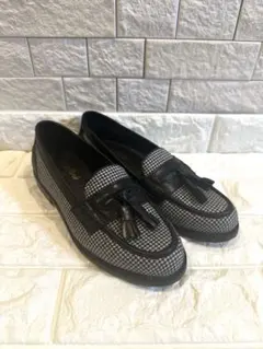 美品 DIEGOELLINI タッセルローファー 千鳥柄 イタリア製 23cm