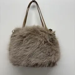 ショルダーバッグ　ふわふわ 2way モカ　レディース ファーバッグ ①