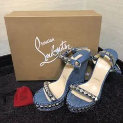 「値下げしました」カタクロウデニムロックタッズウェッジソール