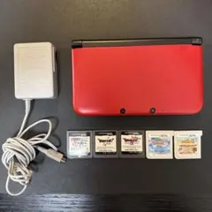 ニンテンドー3DS LL レッド 本体とソフトセット(ドラクエなど計5本)