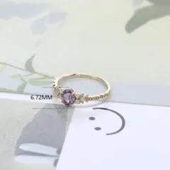 天然アメジストリング フリーサイズ 華奢デザイン 大人上品 指輪